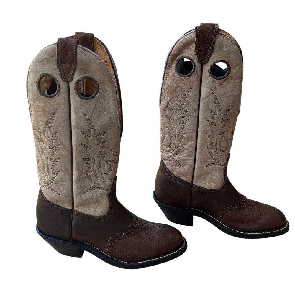 Stylish Brown and Cream Western Boots